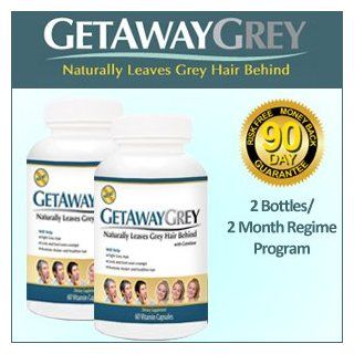 Get Away Grey Hair Treatment   2 Bottles/ 2 Month Regime Program  Natural Way to Make Your Gray Go Away  Chemical Hair Dyes  Beauty