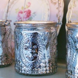hanging embossed vase/tea light holders by the chic country home