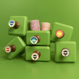 set of four sewing spool drawer knobs by ella james