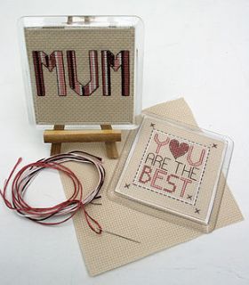 the best mum, coaster cross stitch kit by stitchkits