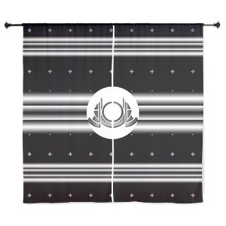 Art Deco Black White Silver Medallion Curtains by NoteableHomeGoods