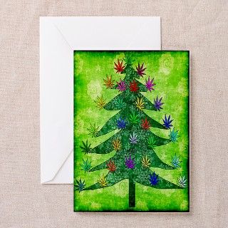 Holiday Marijuana Tree Greeting Cards by myholidaystore