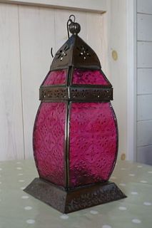 fairly traded pink glass lantern by furniture divas