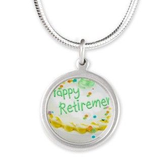Happy Retirement Festive Cak Silver Round Necklace by Admin_CP70839509