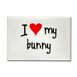 I LOVE MY Bunny Rectangle Magnet by dopeydogart