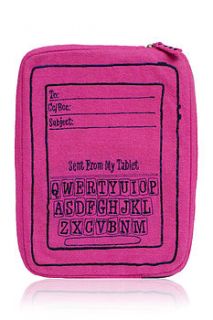 hot pink embroidered tablet case by sewlomax