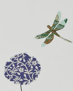 dragonflies and aliums collage by eloise hall