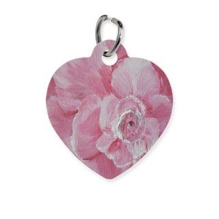 Pretty Pink Painted Flower MACRO Pet Tag by RokinArt