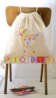 girls personalised bird nursery bag by constantine jo