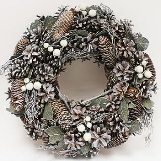 frosted white berry wreath by lindsay interiors