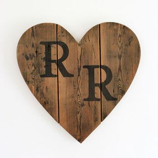 personalised upcycled wooden heart plaque by ruby rhino