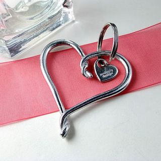 thin entwined heart keyring love gift by multiply design