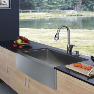 Vigo 30 x 22.25 x 10 Farmhouse Single Bowl Kitchen Sink with Faucet