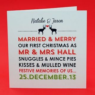 personalised couples 'first christmas' card by come for a dream