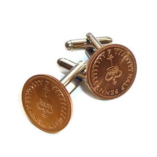 half penny coin cufflinks by charlie boots