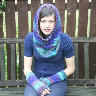 striped fingerless mitts by knitknacks company