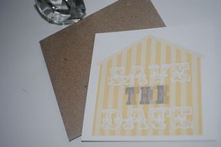 retro seaside theme save the date card by paper dates