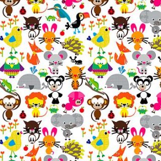 round friends animal giftwrap x two sheets by cloud cuckoo designs