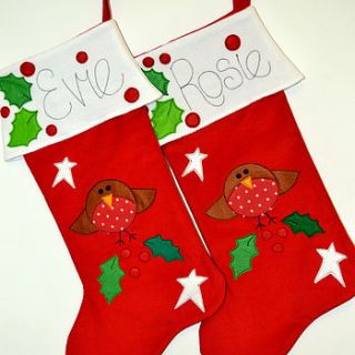 personalised rockin robin stocking by sew very english