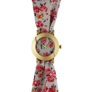 flowers big fabric watch by wholesome bling