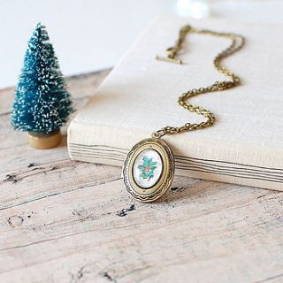 mistletoe locket necklace by juju treasures