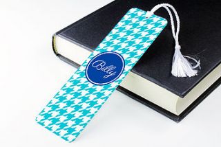 personalised metal book mark houndstooth by we love to create