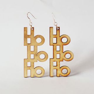 wooden christmas earrings by press send