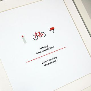 personalised mountain bike framed print by spotty n stripy