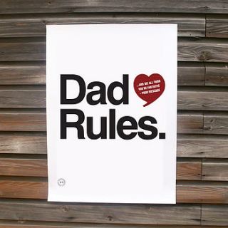 personalised 'dad rules' print by brough and ready