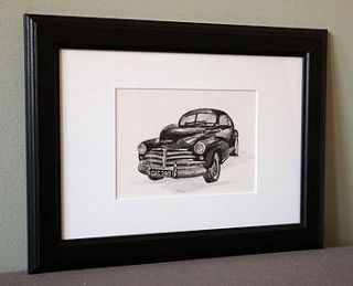personalised hand drawn car illustration by homemade house