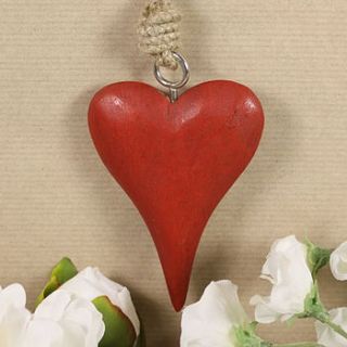red wooden love heart decoration by lisa angel homeware and gifts