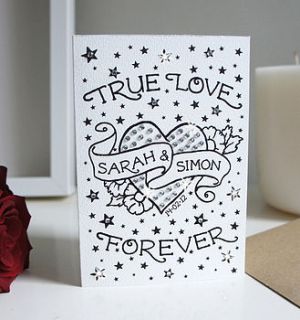personalised true love card with diamante by spdesign