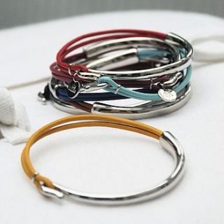 sofia silver and leather bangle by penelopetom direct ltd