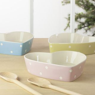 spotty heart baking dish by the contemporary home