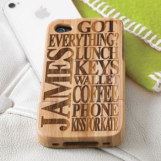 personalised wooden cover for iphone by sophia victoria joy