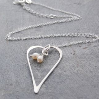 silver heart pearl drops necklace by otis jaxon silver and gold jewellery