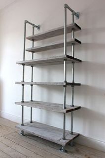 reclaimed wood and galvanised steel shelving by inspirit