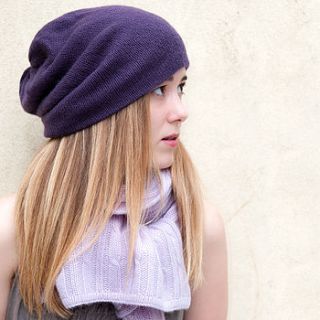 100% cashmere beanie hat by plum & ivory