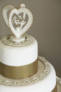 heart crown topper wedding cake decoration by birchcraft