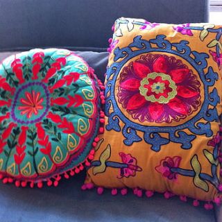 handmade crewelwork cushion by the forest & co