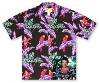 Paradise Found Jungle Bird Black Tom Selleck Magnum PI Hawaiian Shirt Clothing