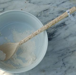 wooden spoon for stirring the wedding cake by hunter gatherer