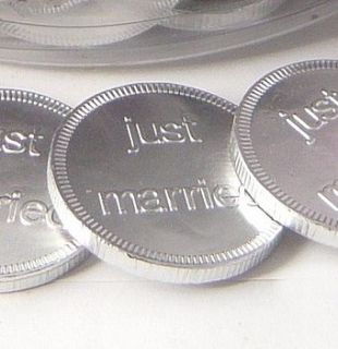 set of 10 'just married' chocolate coins by chocolate by cocoapod chocolate