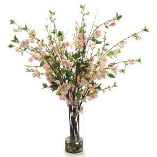 Distinctive Designs Silk Cherry Blossoms in Glass Vase