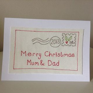 personalised christmas card by caroline watts embroidery