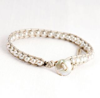 silver cloud pearl single wrap bracelet by 345 wrap