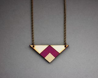wooden geometric triangle necklace by fawn and rose