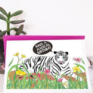 white tiger birthday card by superfumi