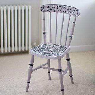 vintage wooden 'love seat' chair   grey by the other duckling