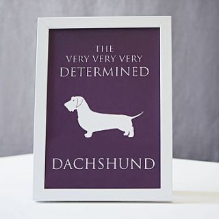 determined dachshund framed screen print by bottle green homes